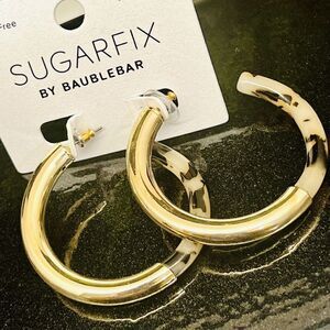 Large SUGARFIX by BaubleBar Women's Hoop Earrings Tortoise Resin Hoop Gold 1385